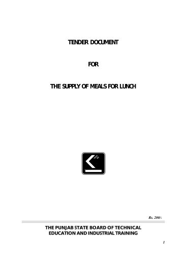 tender document for the supply of meals for lunch - Technical ...