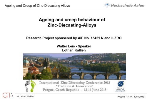 Ageing and creep behaviour of Zinc-Diecasting-Alloys - International ...