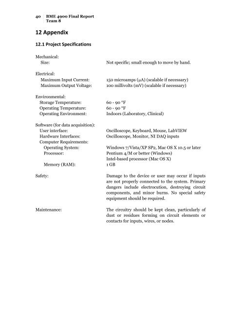 BME 4900 Final Report - Biomedical Engineering - University of ...