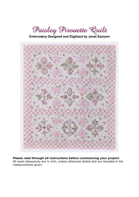 Paisley Pirouette Quilt - Echidna Sewing Products