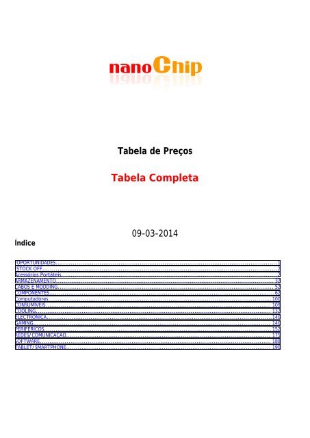 Tabela Completa - nanoChip