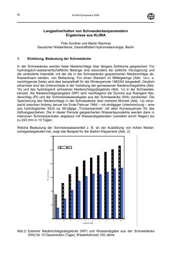 Langzeitverhalten von Schneedeckenparametern Ergebnisse - KLIWA