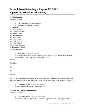 School Board Meeting â August 27, 2012 - the Middletown Area ...