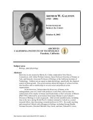 Interview with Arthur W. Galston - Caltech Oral Histories