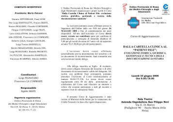 dalla cartella clinica al âpatient fileâ - Ordine Provinciale di Roma dei ...