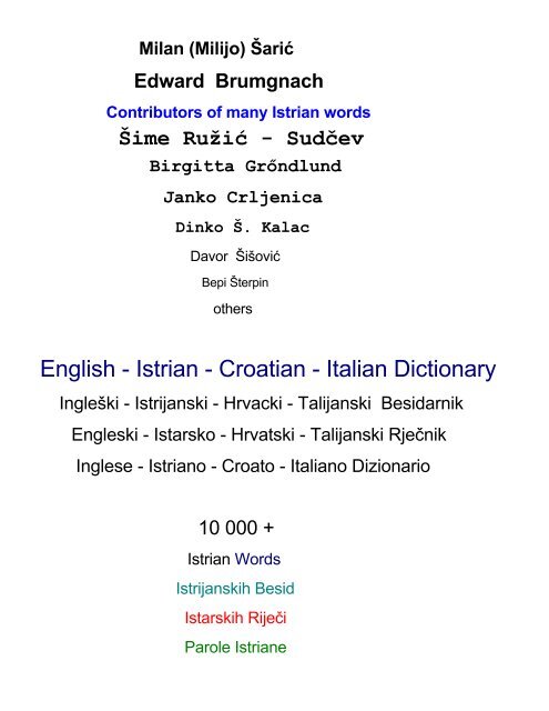 English - Istrian - Croatian - Italian Dictionary - Brumgnach.us