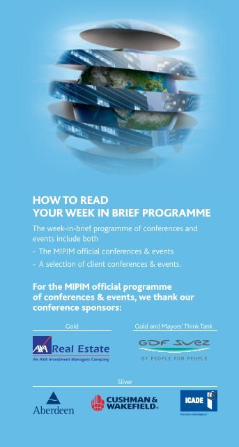 MIPIM PROGRAMMe Of cOnfeRences & events