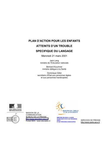 Plan d'action pour les enfants atteints d'un trouble ... - Vie publique