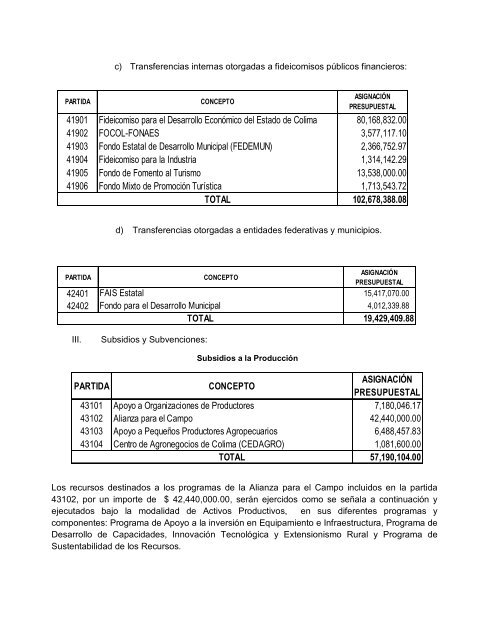 Presupuesto de Egresos 2012 - Gobierno del Estado de Colima