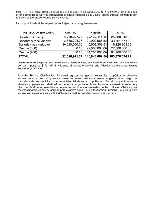 Presupuesto de Egresos 2012 - Gobierno del Estado de Colima