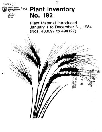 Plant Inventory No. 192 - The Germplasm Resources Information ...