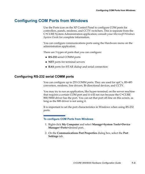 Câ¢CURE 800/8000 Hardware Configuration Guide - Tyco Security ...