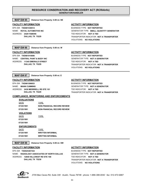 Hazardous materials report limited phase i environmental site