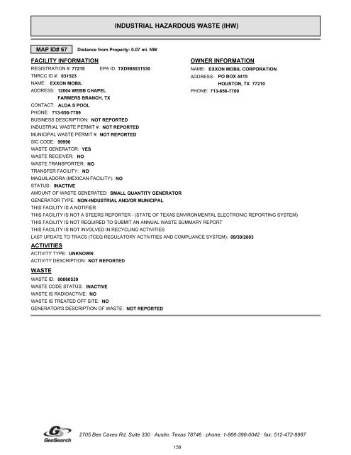 Hazardous materials report limited phase i environmental site