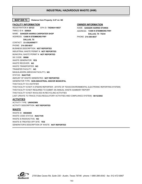 Hazardous materials report limited phase i environmental site