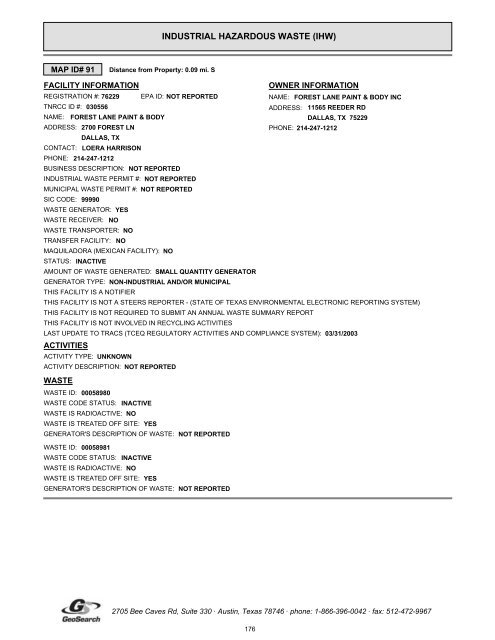 Hazardous materials report limited phase i environmental site