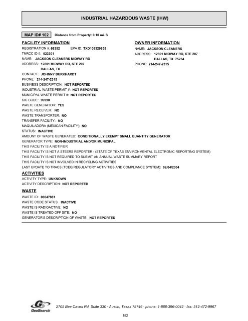 Hazardous materials report limited phase i environmental site