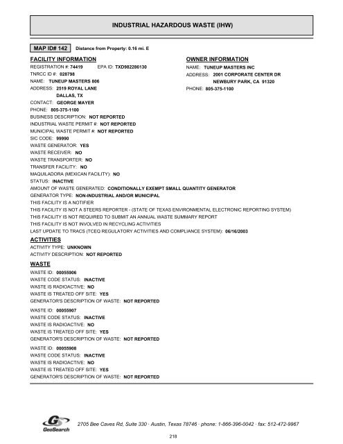 Hazardous materials report limited phase i environmental site