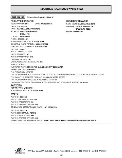 Hazardous materials report limited phase i environmental site