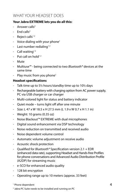 Jabra EXTREME User Manual