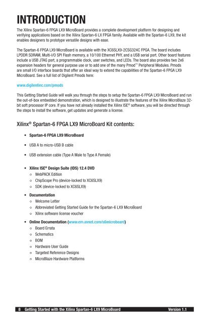 Xilinx® Spartan®-6 FPGA LX9 MicroBoard