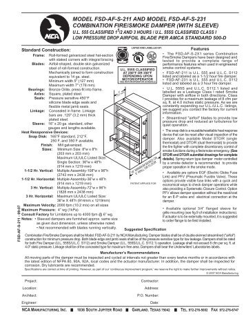 Submittal - Airfoil Combination Fire/Smoke Damper - Class I Leakage