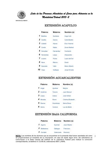 Lista de las Personas Admitidas al Curso para Actuarios en la ...