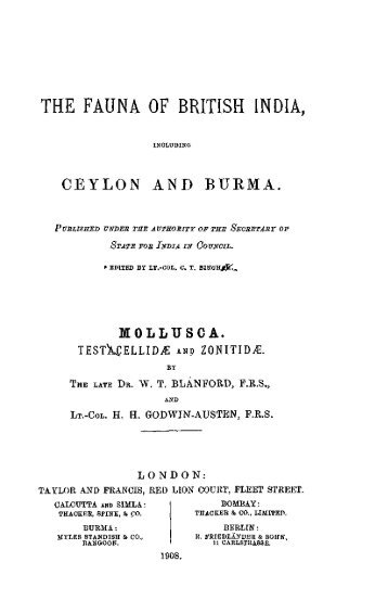 THE FAUNA OF BRITISH INDIA,