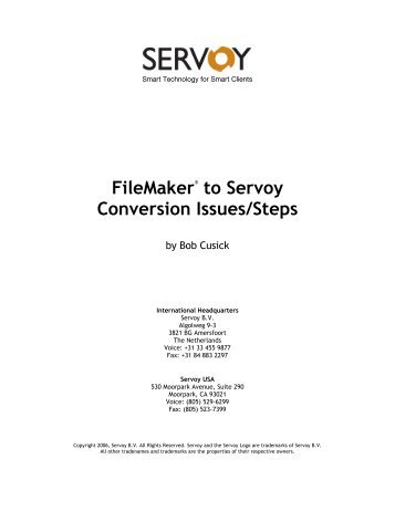 FileMaker to Servoy Conversion Issues/Steps