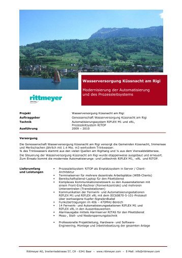 Wasserversorgung Küssnacht am Rigi Modernisierung der - Rittmeyer