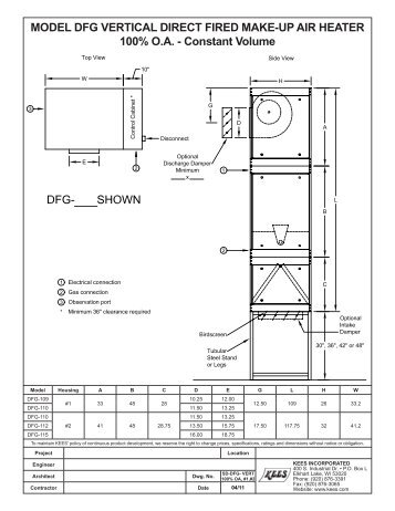 MODEL DFG VERTICAL DIRECT FIRED MAKE-UP AIR HEATER ...