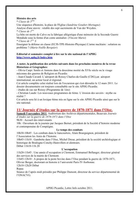 Lettre Info octobre-novembre 2011 - Accueil - Free