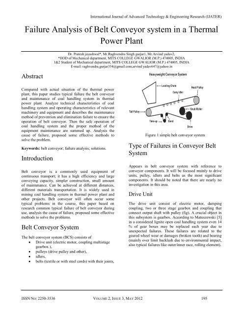 Failure Analysis of Belt Conveyor system in a Thermal Power ... - ijater