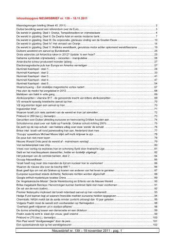 Nieuwsbrief nr. 139  â€“ 18 november 2011 - pag. 1