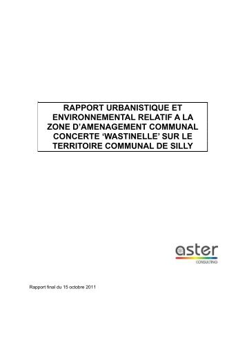 rapport urbanistique et environnemental relatif a la ... - Proximedia