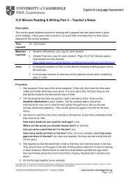 YLE Movers Reading & Writing Part 4 â Teacher's Notes