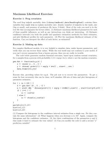 Maximum Likelihood Exercises