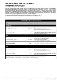 GWA BATHROOMS & KITCHENS WARRANTY PERIODS - source 22