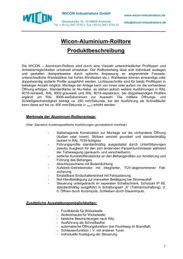 Beschreibung (PDF) - WICON Industrietore GmbH