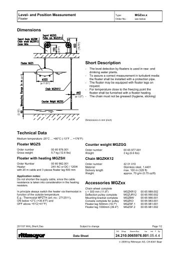 Float Gauge Data sheet - Rittmeyer