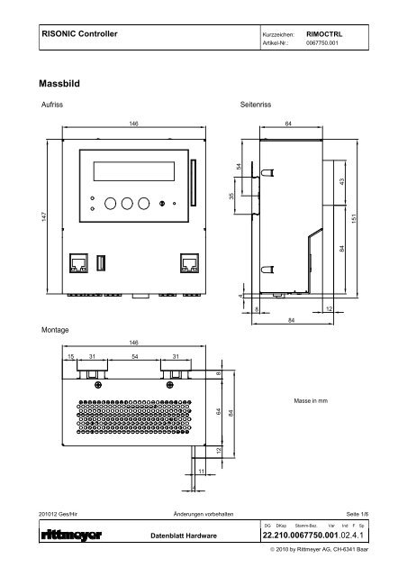 Datenblatt Controller Modul - Rittmeyer