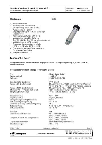 MPG Datenblatt - Rittmeyer