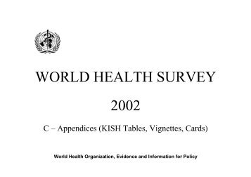 KISH Tables, Vignettes, Cards - World Health Organization