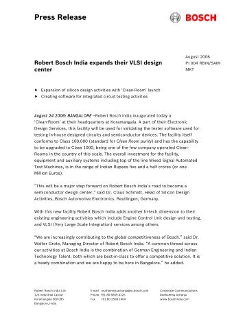 Press Release - Bosch - in India