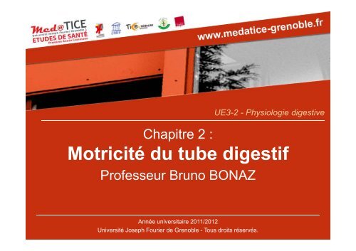 MotricitÃ© du tube digestif - UniversitÃ© Virtuelle Paris 5