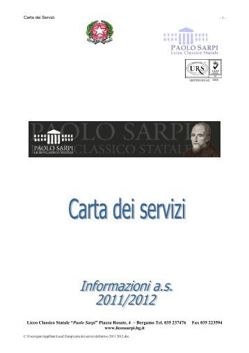 carta dei servizi 2011-2012 - Liceo Classico Statale "Paolo Sarpi"