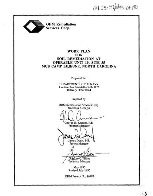 work plan for soil remediation, sampling and analysis plan, site ...