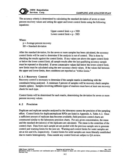 work plan for soil remediation, sampling and analysis plan, site ...