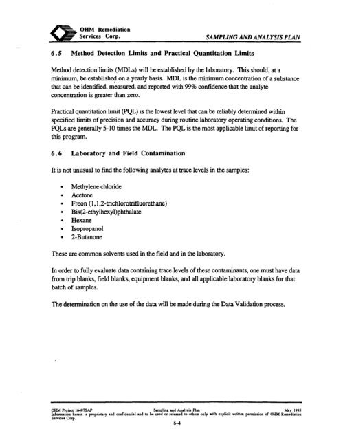 work plan for soil remediation, sampling and analysis plan, site ...