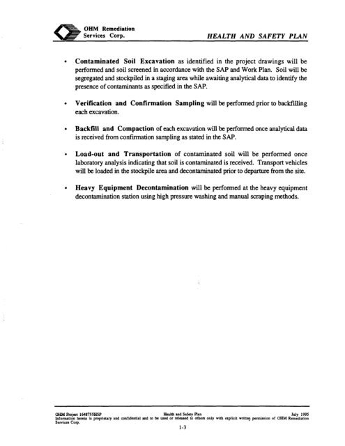 work plan for soil remediation, sampling and analysis plan, site ...